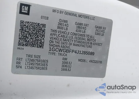 2018 Chevrolet Express 2500 Work Van from USA, damaged, VIN 1GCWGBFP4J1285089